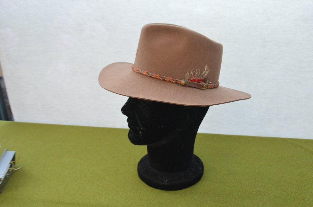 Amerikaans / Canadese fedora gleufhoed merk Bollman wol vilt, Hoed, Bollman, Ophalen of Verzenden, 57 cm (M, 7⅛ inch) of minder