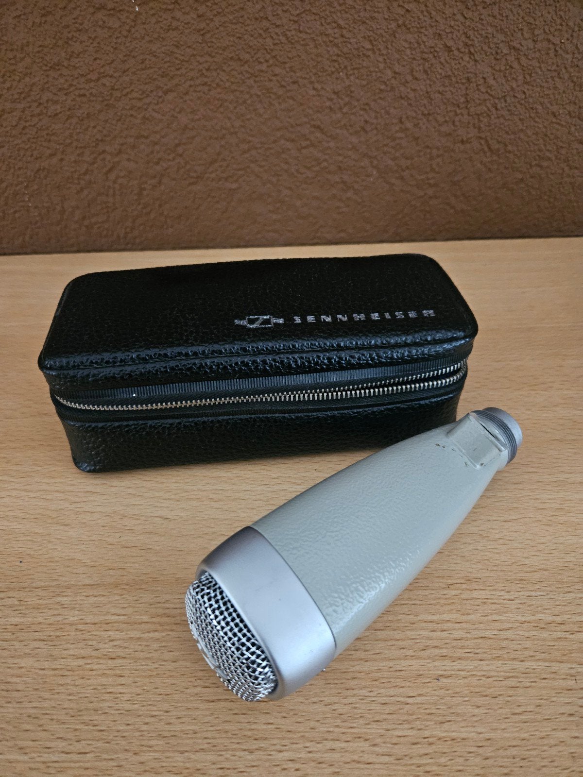 Vintage Sennheiser Microfoon met origineel Etui, Ophalen of Verzenden, Gebruikt