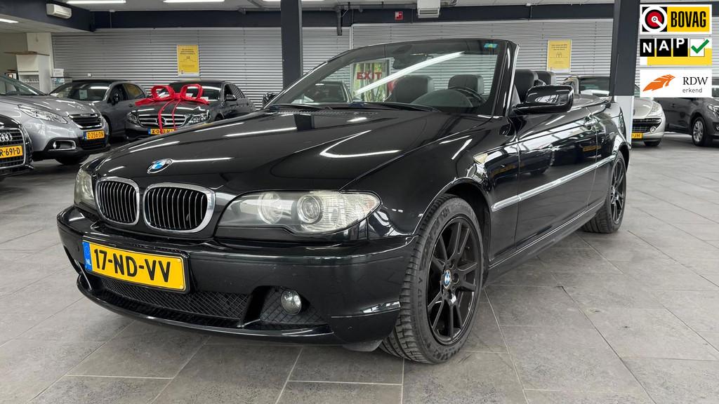 BMW 3-serie Cabrio 320Ci Executive 6 cilinders automaat leer, Auto's, Gebruikt, Zwart, Cabriolet, 4 stoelen