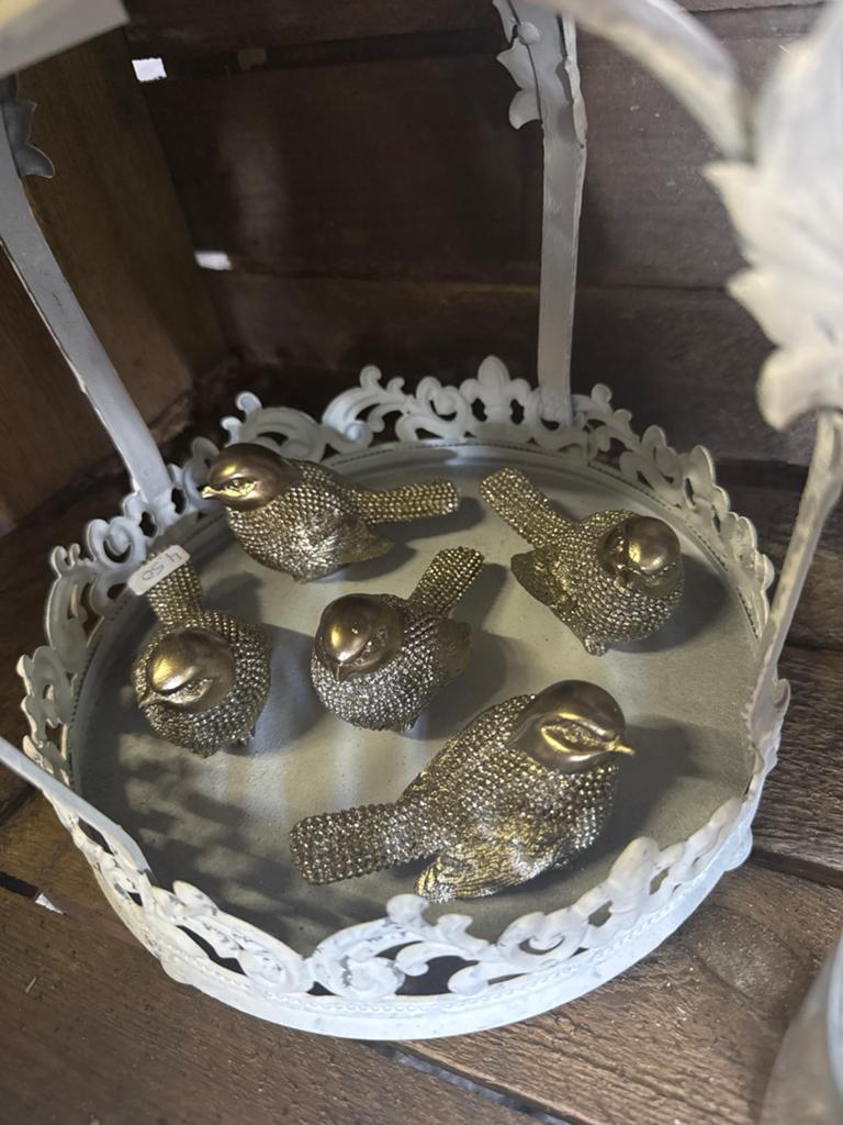 Decoratieve stenen vogeltjes - zilverkleurig, Overige stijlen, Nieuw, Ophalen of Verzenden, Goud