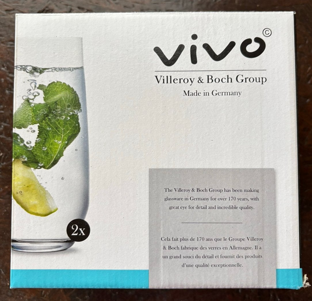 NIEUWE AH VIVO Water/Longdrink glazen, 2 per doos., Ophalen, Nieuw, Waterglas