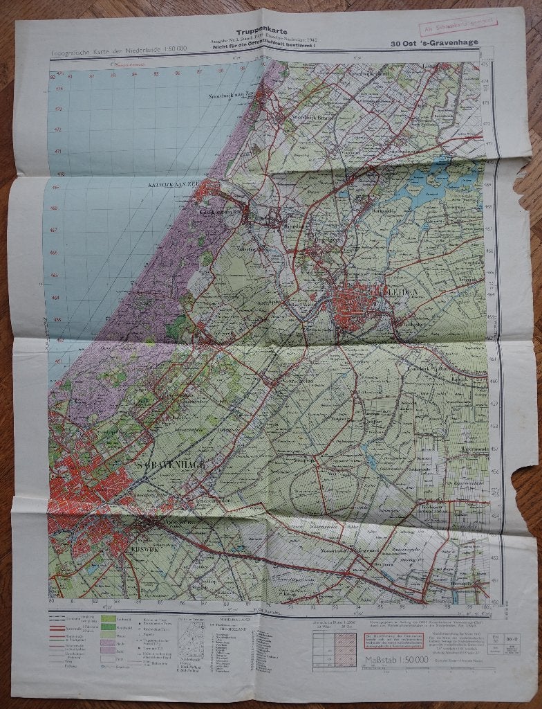 Topografische Karte der Nierd. 1:50 000 30 Ost ’s-Gravenhage, Verzenden, Landmacht, Nederland, Overige typen