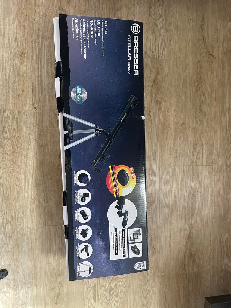 Bresser Stellar 60/800 Telescoop met Statief voor kids, Ophalen, Lenzentelescoop (refractor), Met statief, Zo goed als nieuw