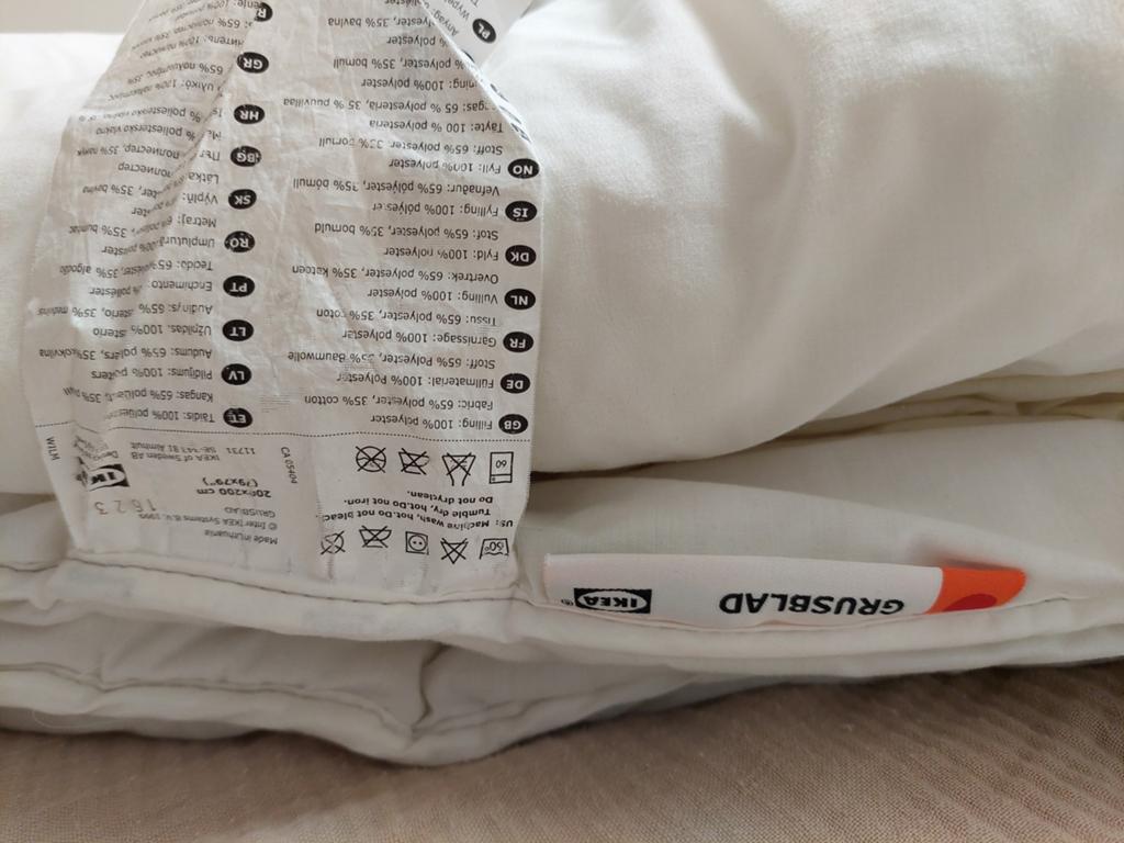 Tweepersoons dekbed Ikea Grusblad 200 x 200 cm GRATIS, Huis en Inrichting, Slaapkamer | Beddengoed, Ophalen, Gebruikt, Wit, Tweepersoons