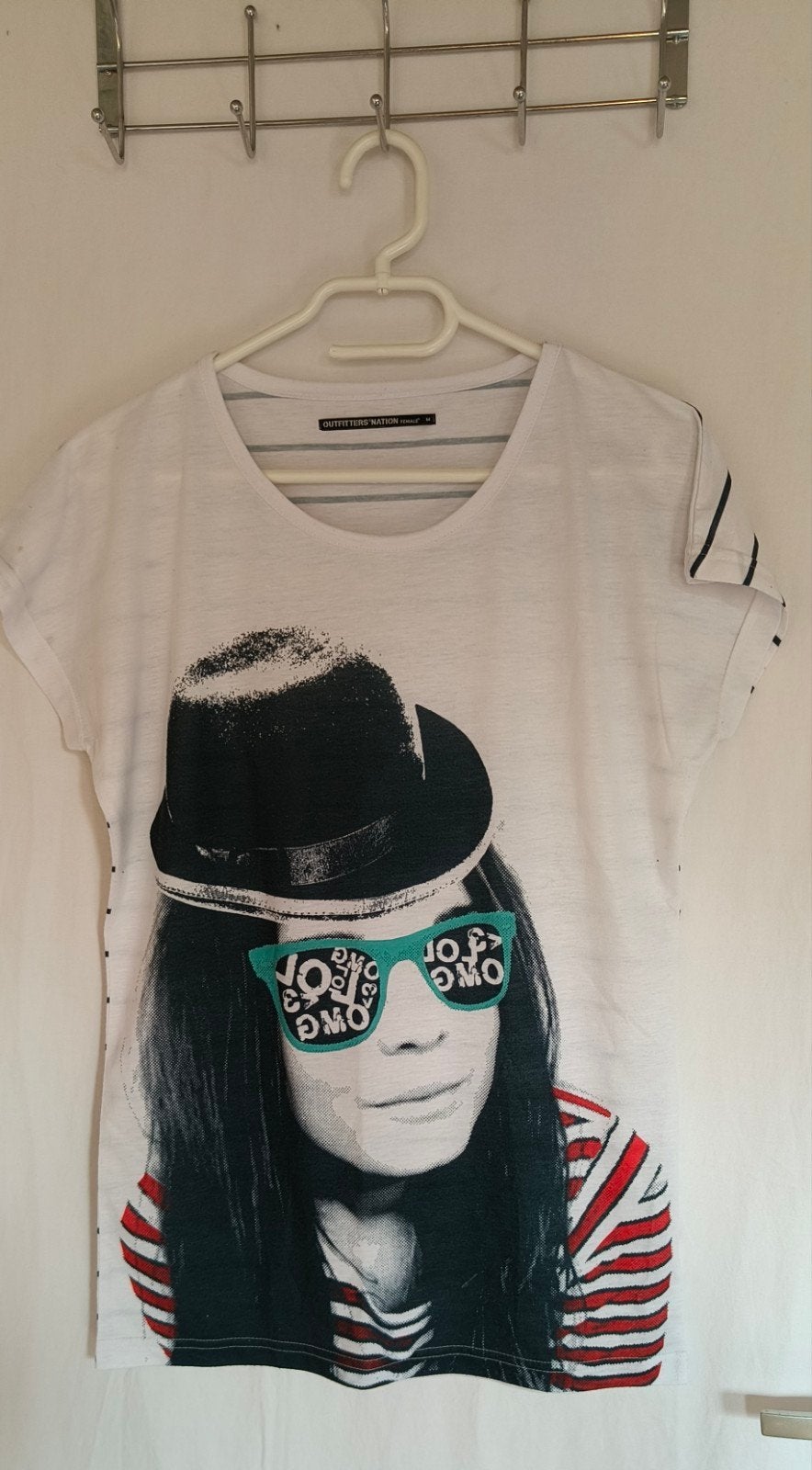 Outfitters Nation T-shirt met print - Maat M, Maat 38/40 (M), Wit, Ophalen of Verzenden, Zo goed als nieuw