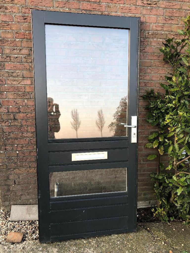 |Hardhouten voordeur| buitendeur| dubbelglas| 201,7X93,5|, Ophalen, Gebruikt, 80 tot 100 cm, Buitendeur