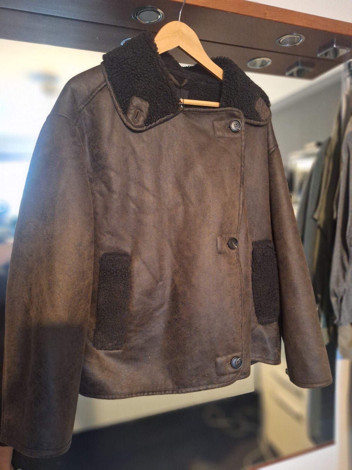 Zara Double-Faced Aviator Jas - Viral Model Maat L, Bruin, Zara, Maat 42/44 (L), Ophalen of Verzenden