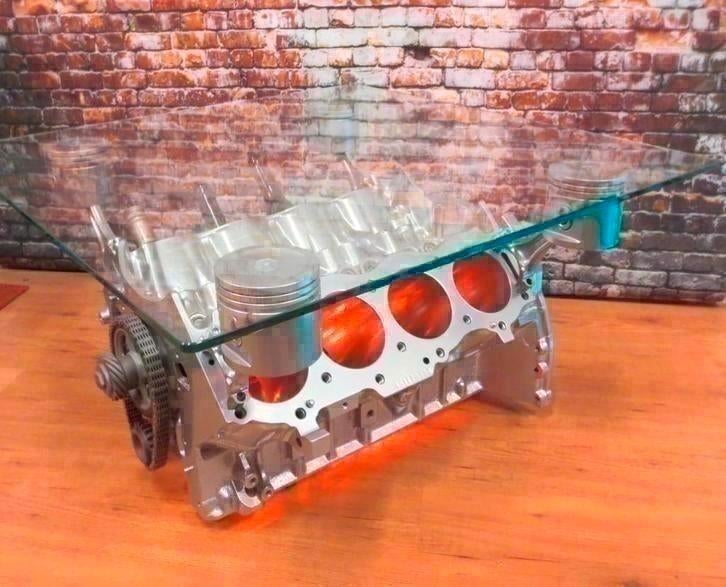 Mercedes Porsche BMW Jaguar Motorbloktafel V8 V12 tafel, Ophalen of Verzenden