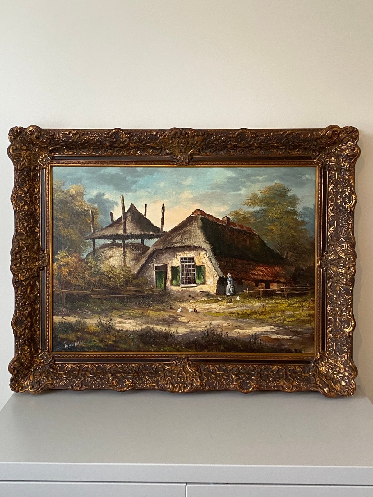 Schilderij Reint Withaar, Antiek en Kunst, Ophalen, Doek, Oud hollands, Gesigneerd