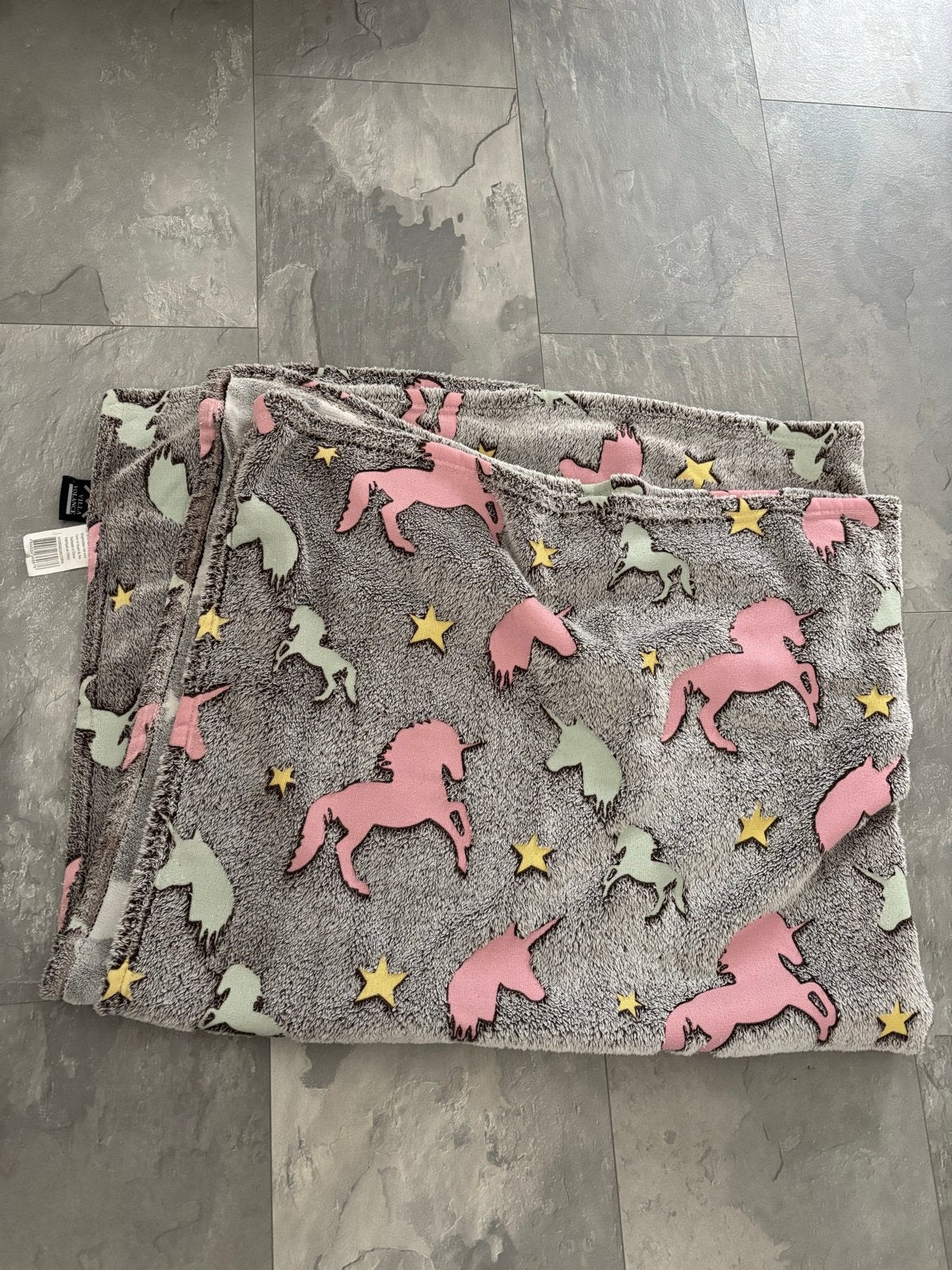 Fleece deken met glow in the dark paardjes 120x160, Fleecedeken, Gebruikt, 120 cm, Ophalen of Verzenden
