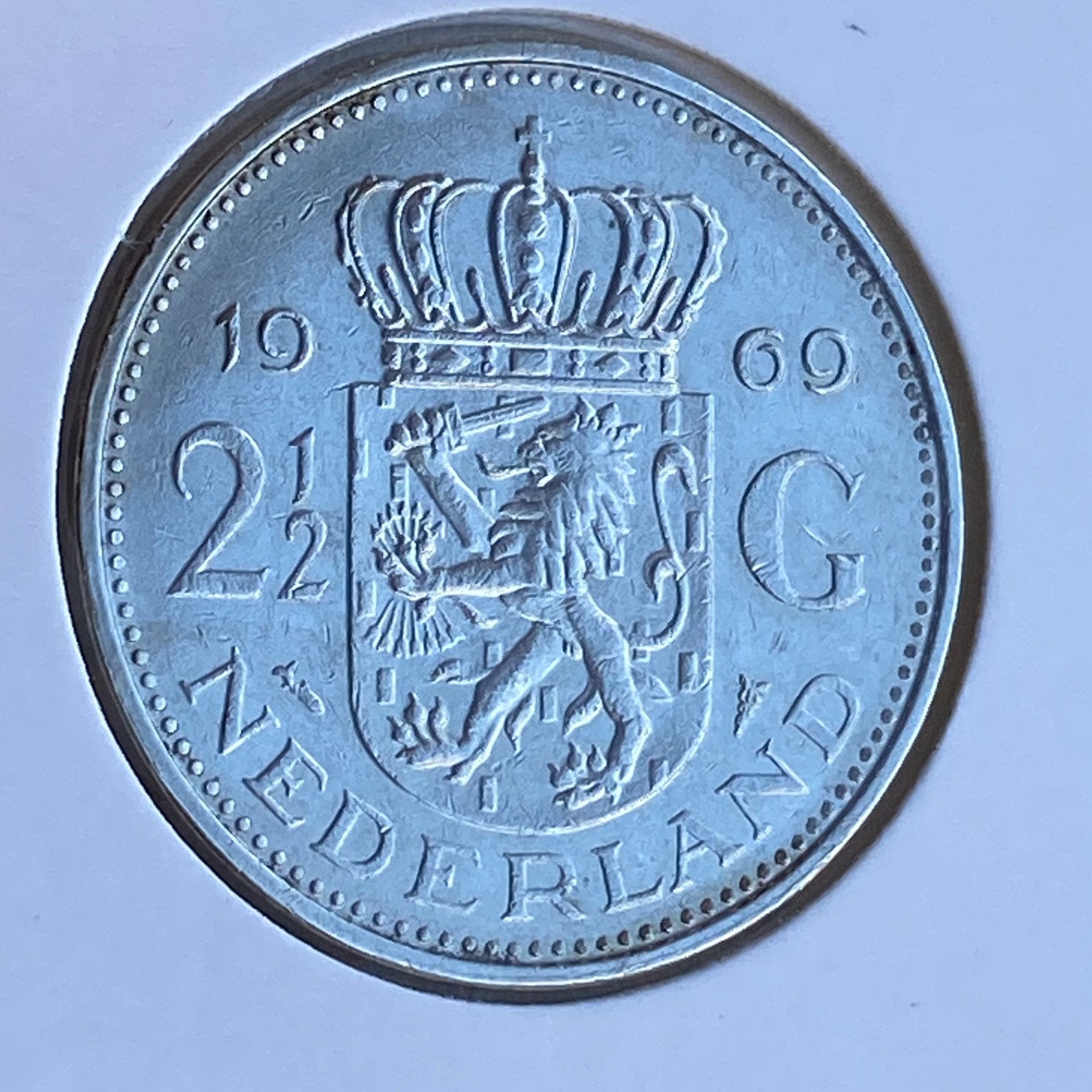 21/2 Gulden / Rijksdaalder uit 1969 Vis 🐟 van Juliana, Verzenden, Koningin Juliana, 2½ gulden, Losse munt