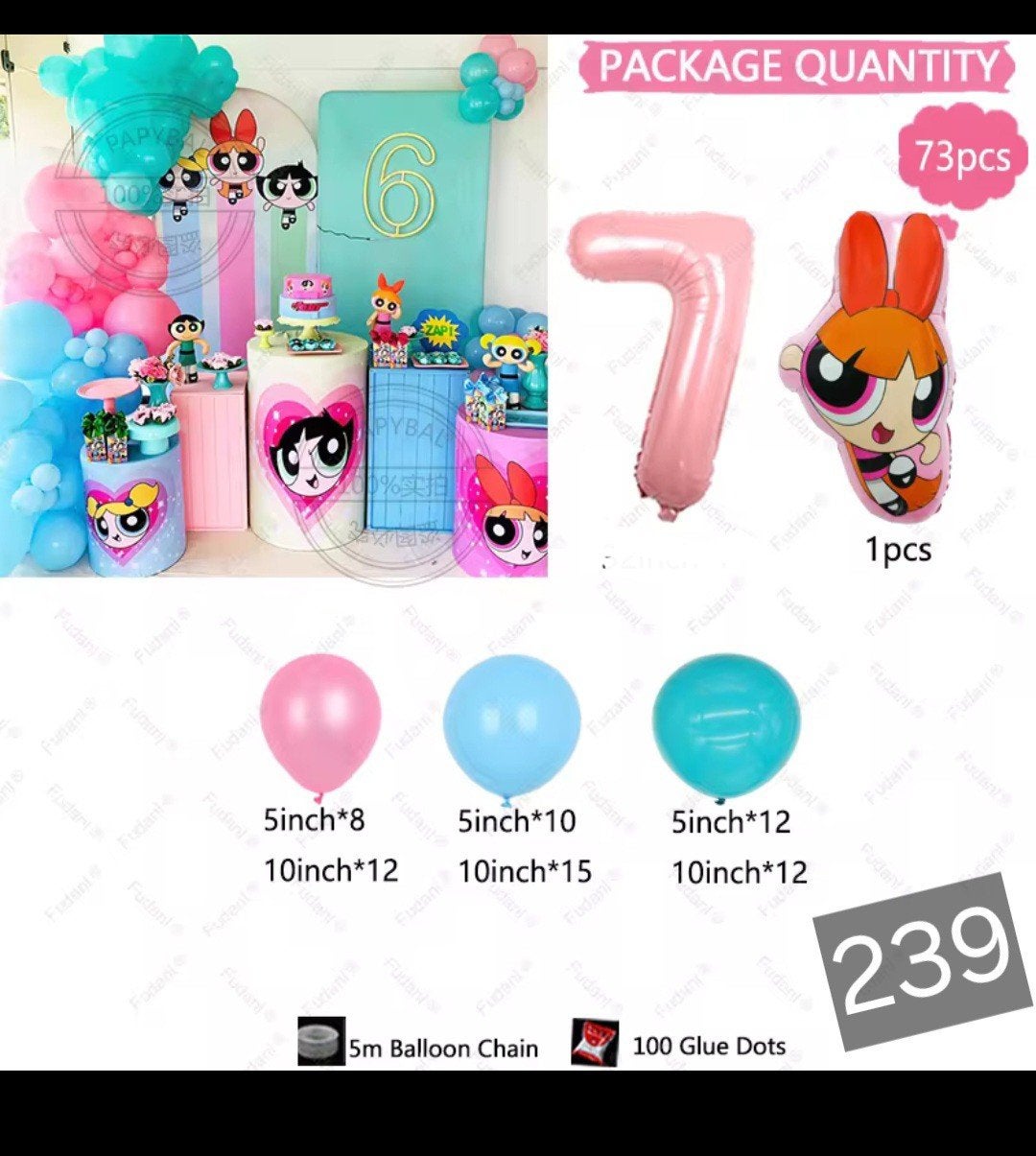 Powerpuff Girls Feestpakket - Ballonnen & Decoratie, Ophalen of Verzenden, Nieuw, Versiering, Verjaardag