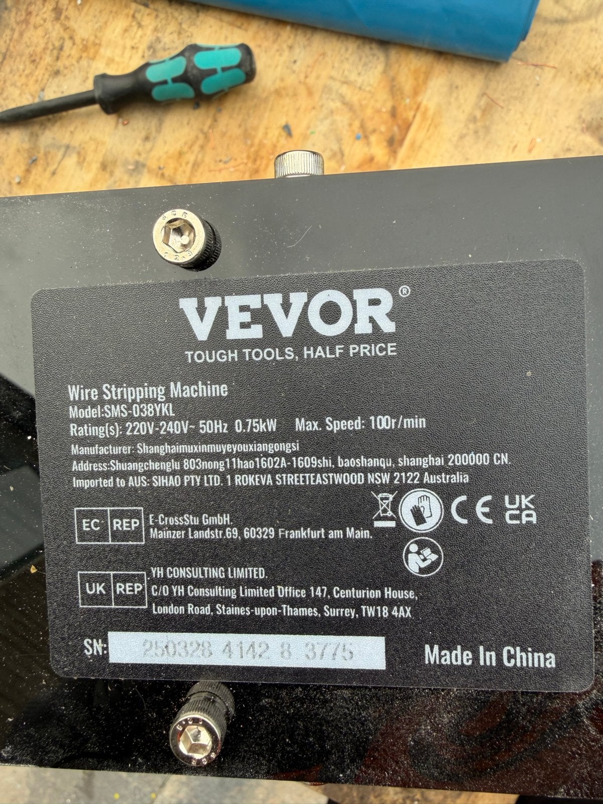 Vevor Draadstripmachine SMS-038YKL - Zo goed als nieuw, Ophalen of Verzenden, Zo goed als nieuw