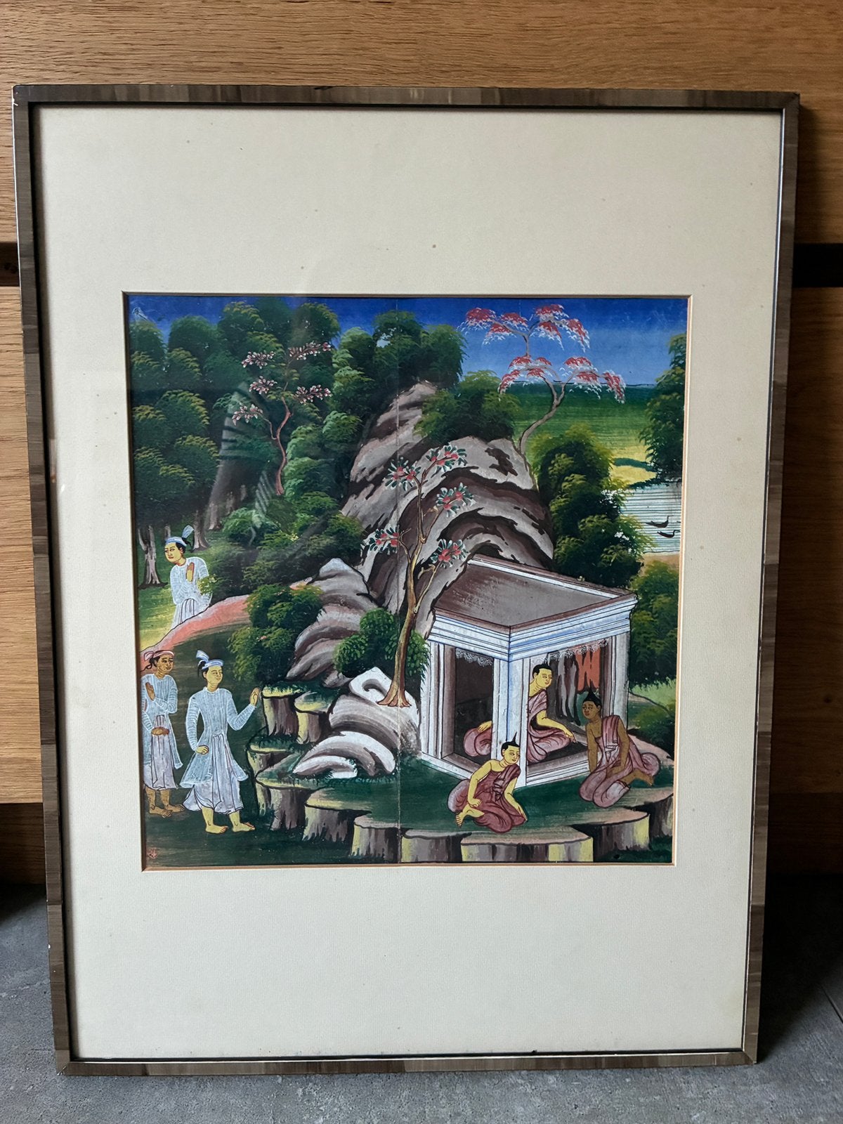 Schilderij Jataka verhalen Thailand Boeddha Aziatische kunst, Schilderij, Ophalen of Verzenden, Papier/karton, 60 cm