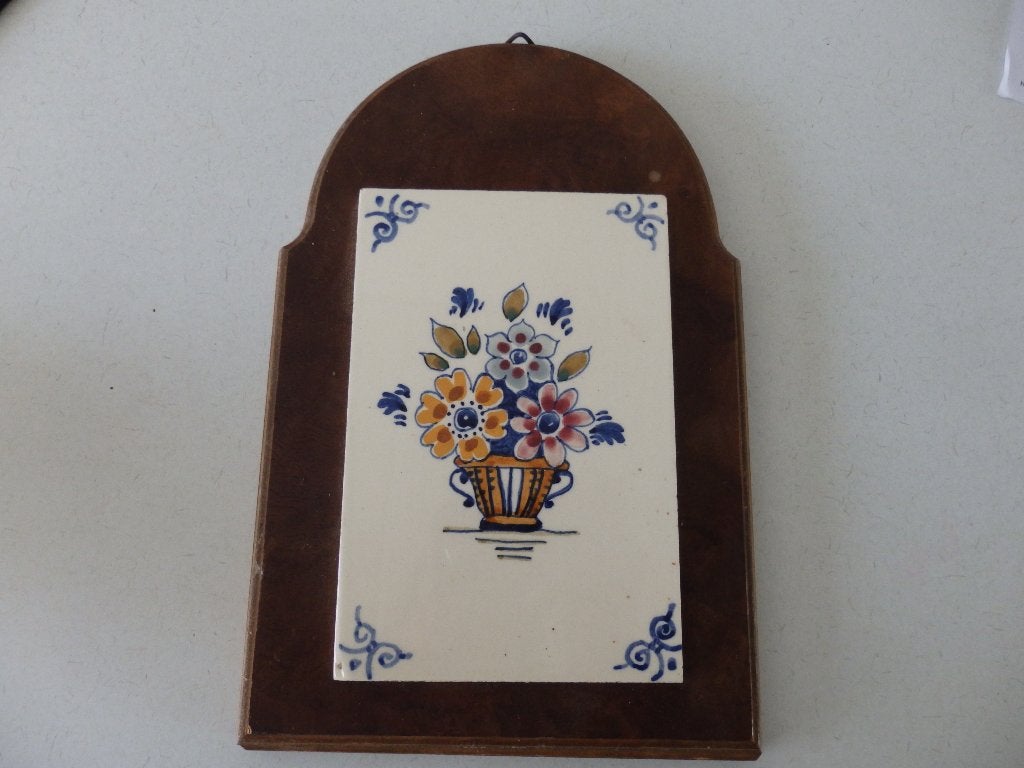 Lijst met tegel bloemen, Ophalen of Verzenden