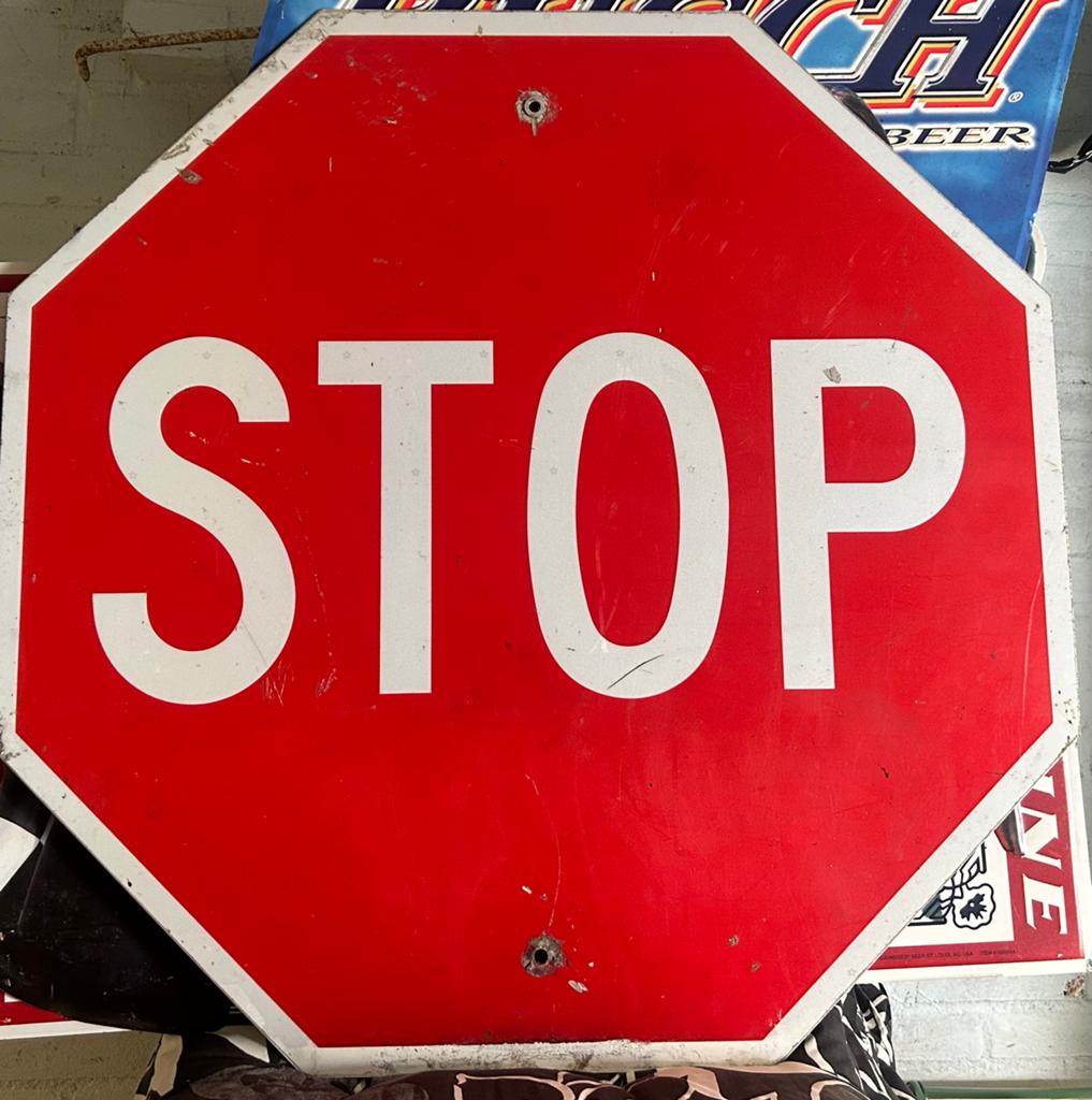 2 orginele USA Signs Stop en Emergency, Ophalen, Gebruikt