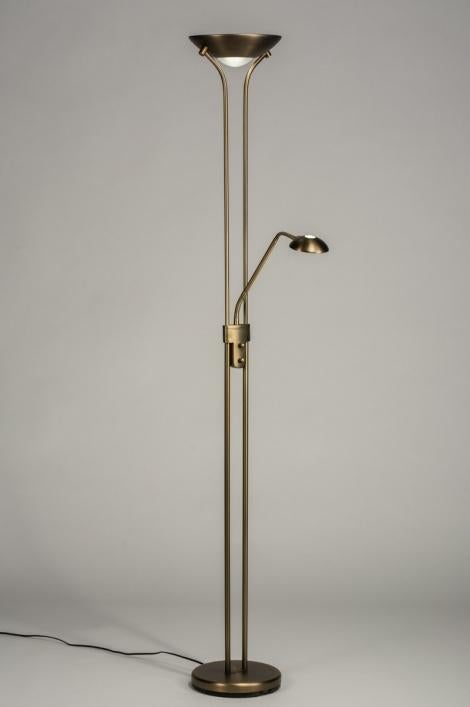 led vloerlamp dimbaar uplighter brons bank hoekbank leeslamp, Ophalen of Verzenden, Nieuw, Kunststof, 200 cm of meer