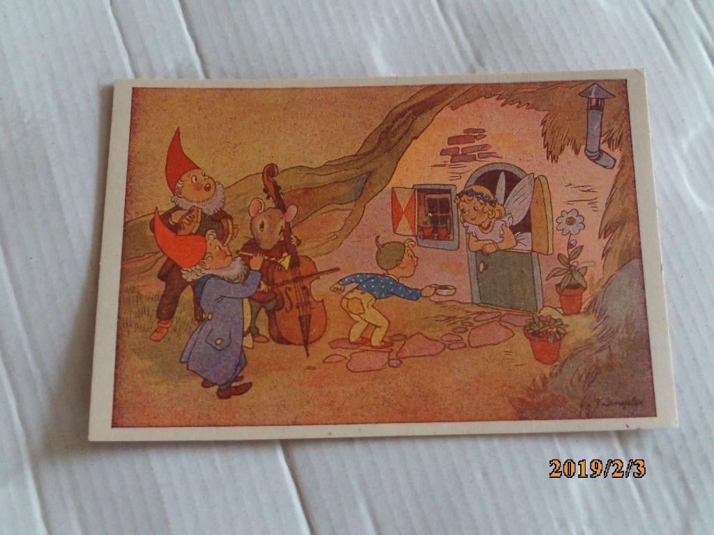 oude kinderkaart kabouters/muis als straatmuzikanten, Ophalen of Verzenden, 1960 tot 1980, Ongelopen, Kinderen