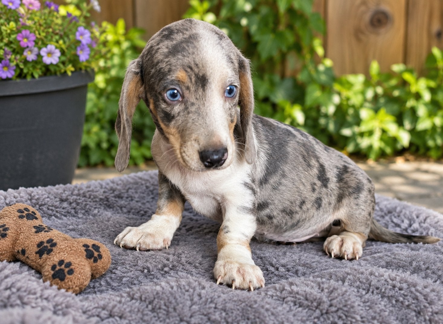 Huiskamernest Dwerg teckel pups getijgerd (merle) 4x teefje, CDV (hondenziekte), 8 tot 15 weken, Korthaar, Dwerg