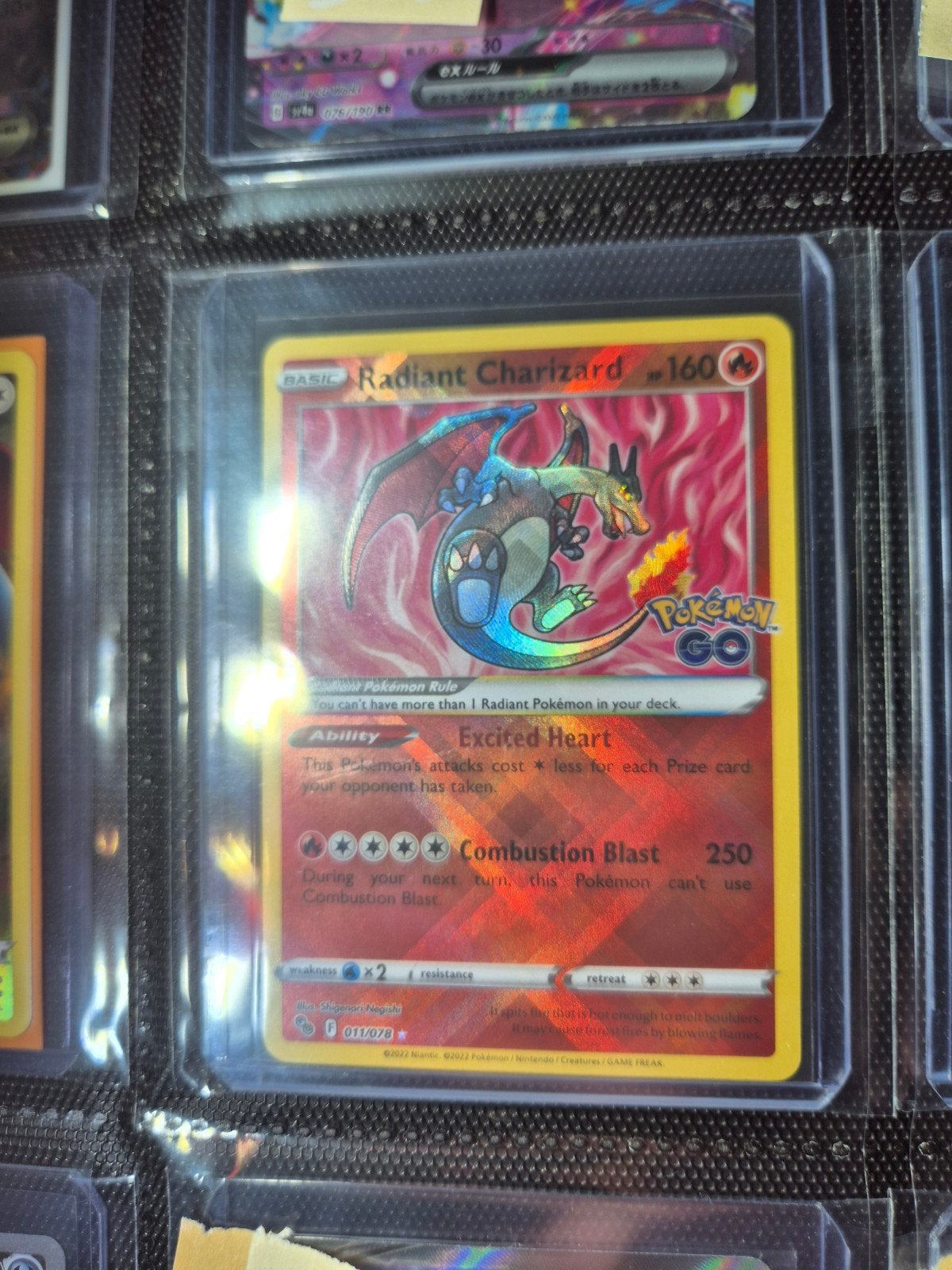 Radiant Charizard - Pokémon Go Set, Ophalen of Verzenden, Zo goed als nieuw, Losse kaart, Foil