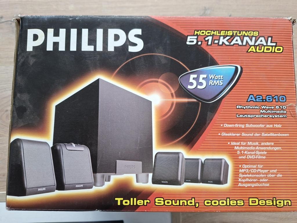 Philips A2.610 5.1 Luidsprekerset, Computers en Software, Pc speakers, Gebruikt, Audiokanaal 5.1, Ophalen