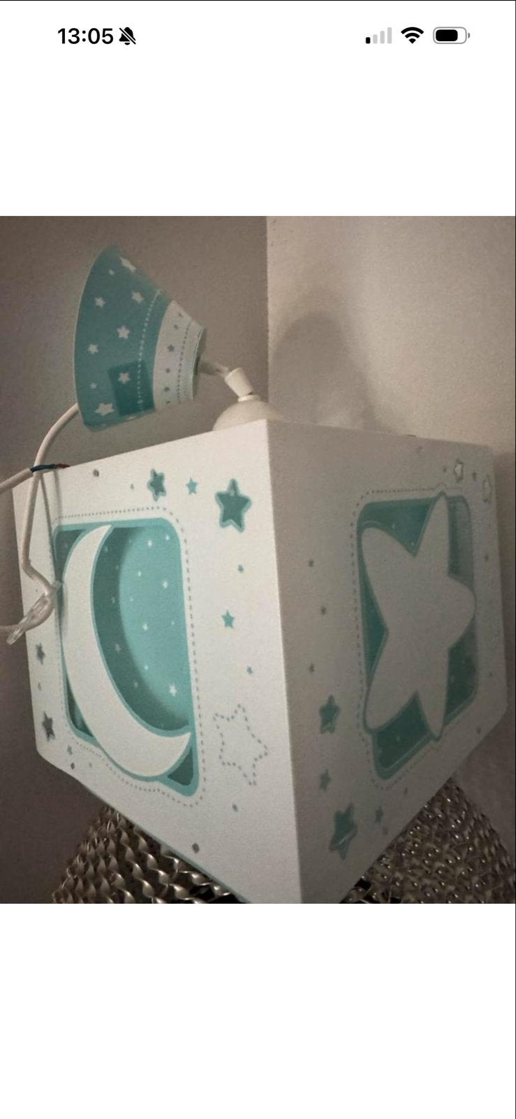 Leuke Kinderlamp met Maan en Sterren - Blauw/Wit, Ophalen of Verzenden, Gebruikt