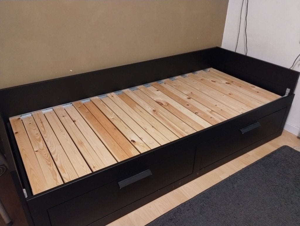 Ikea Bedbank met 2 lades, Ophalen, Brimnes zwart, Zwart, Tweepersoons