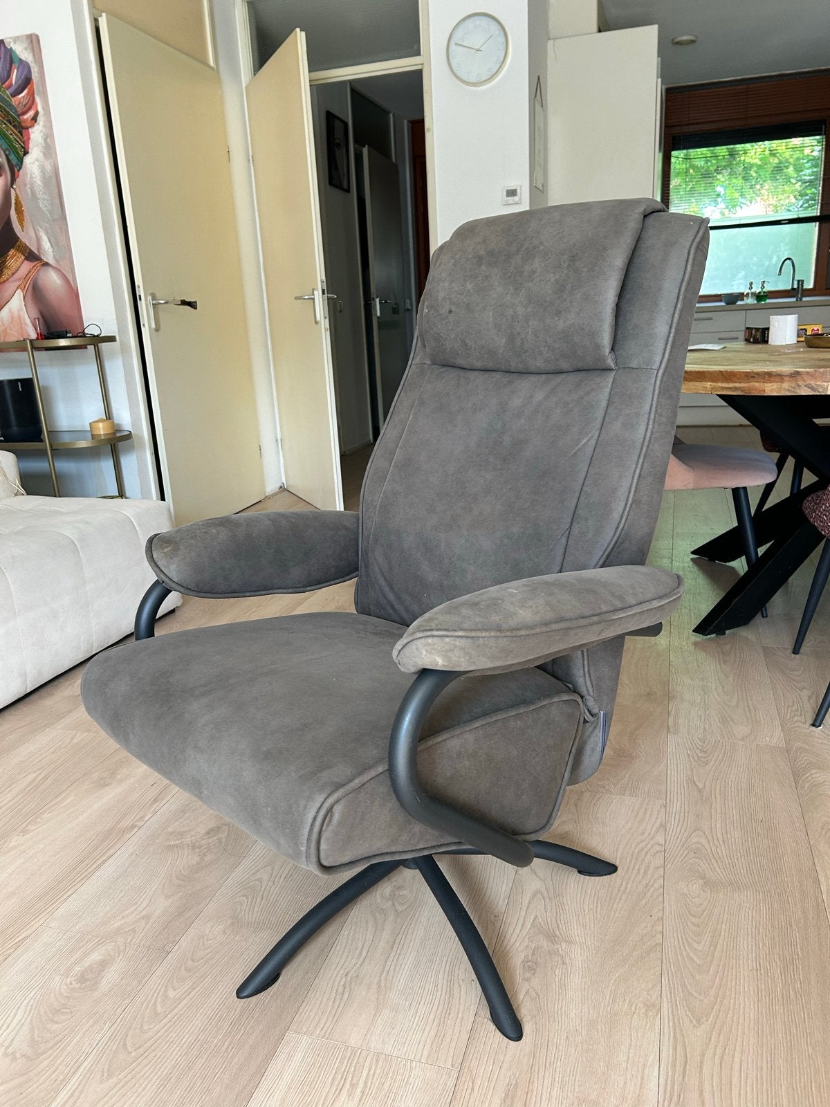 Simon echt thuis Hjort Fauteuil Jeroen - Comfortabel en Stij, Ophalen, Gebruikt, Stof, 75 tot 100 cm