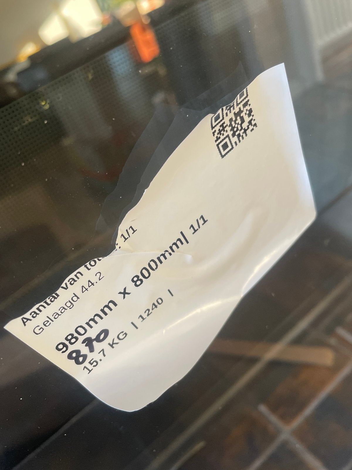 Gelaagd glas 44.2 - 870mm x 800mm, Ophalen, Gebruikt, 80 tot 120 cm, Glasplaat
