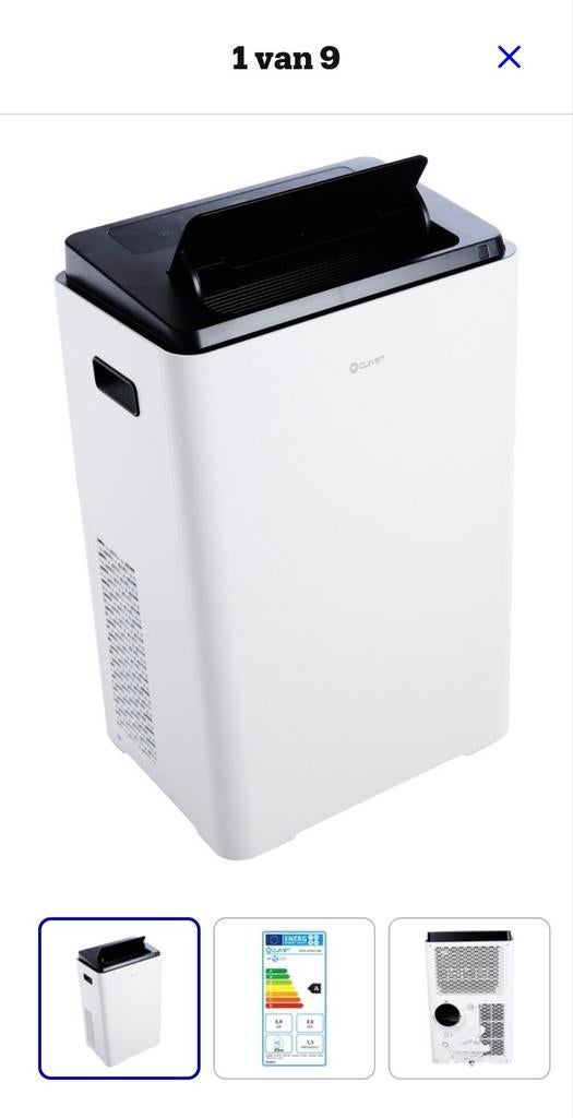 Clivet Mobiele Airco 3,9 kW - 50 m² (13300 BTU), 3 snelheden of meer, Ophalen of Verzenden, Zo goed als nieuw, Energieklasse A of zuiniger