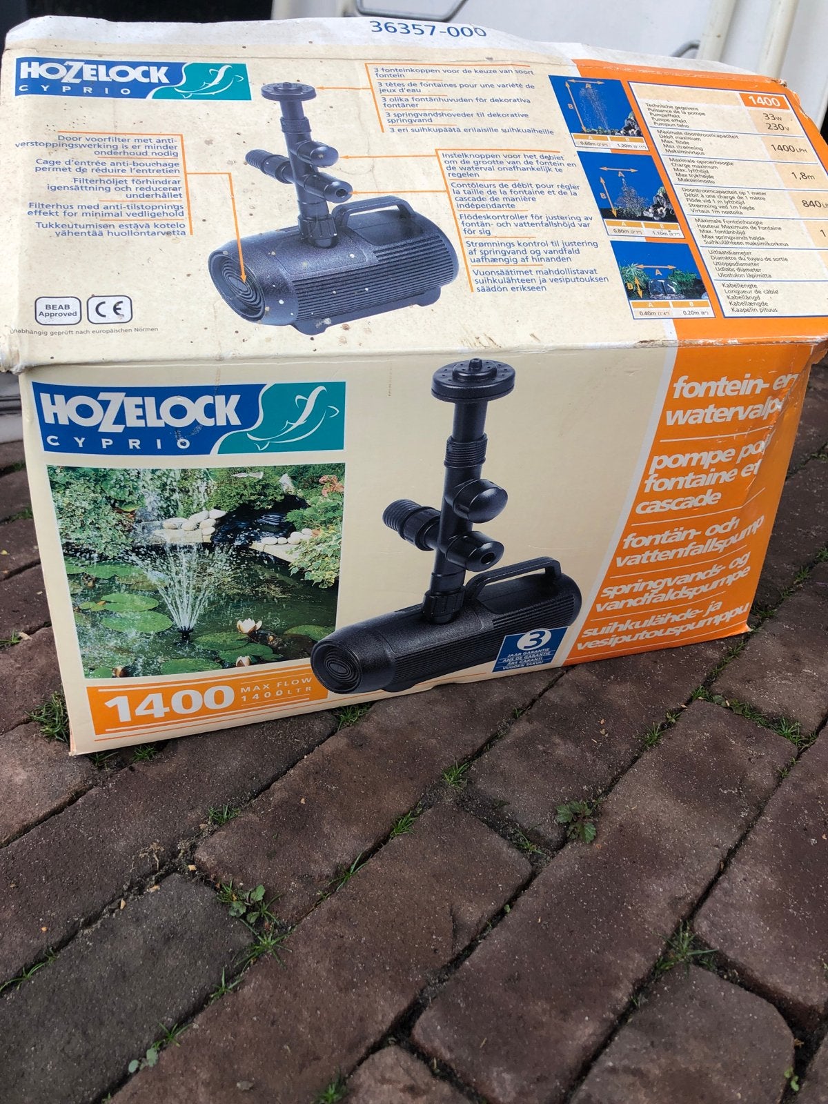 Hozelock Cyprio 1400 Fonteinpomp - Nieuw in doos, Ophalen, Nieuw, Kunststof, Fontein