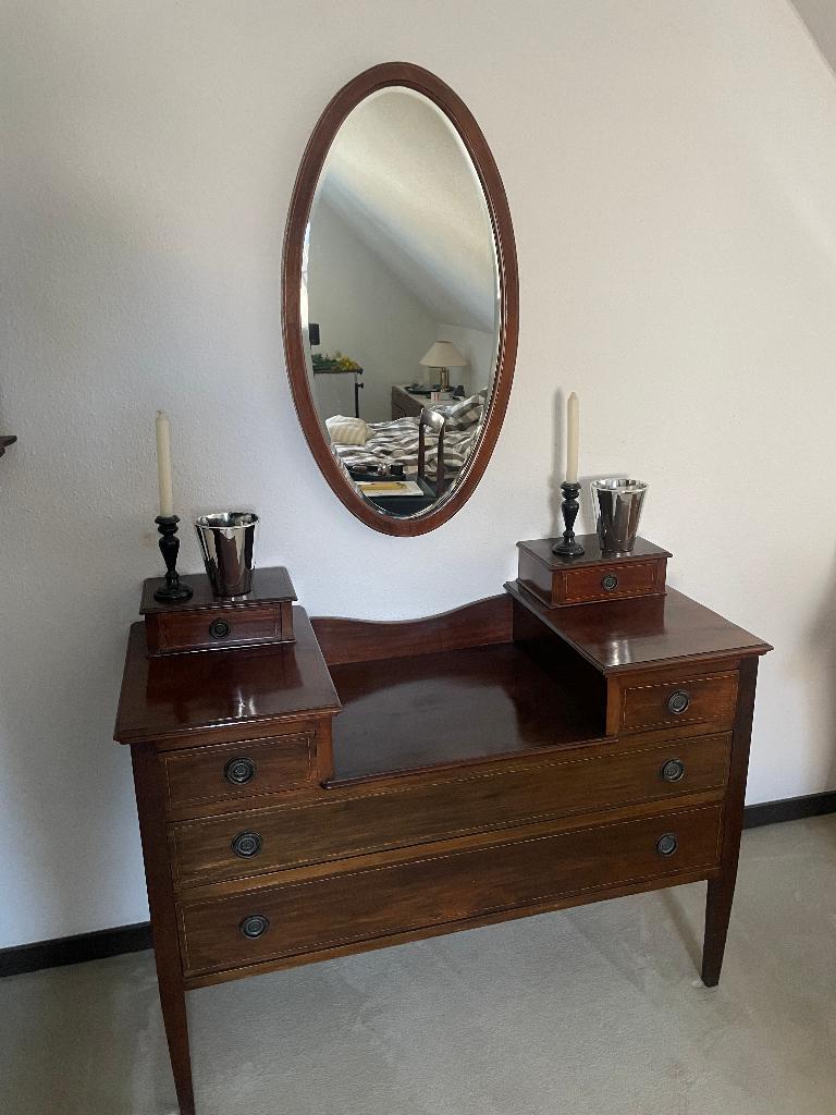 Antieke kaptafel met spiegel, Antiek en Kunst, Antiek | Meubels | Kasten, Ophalen