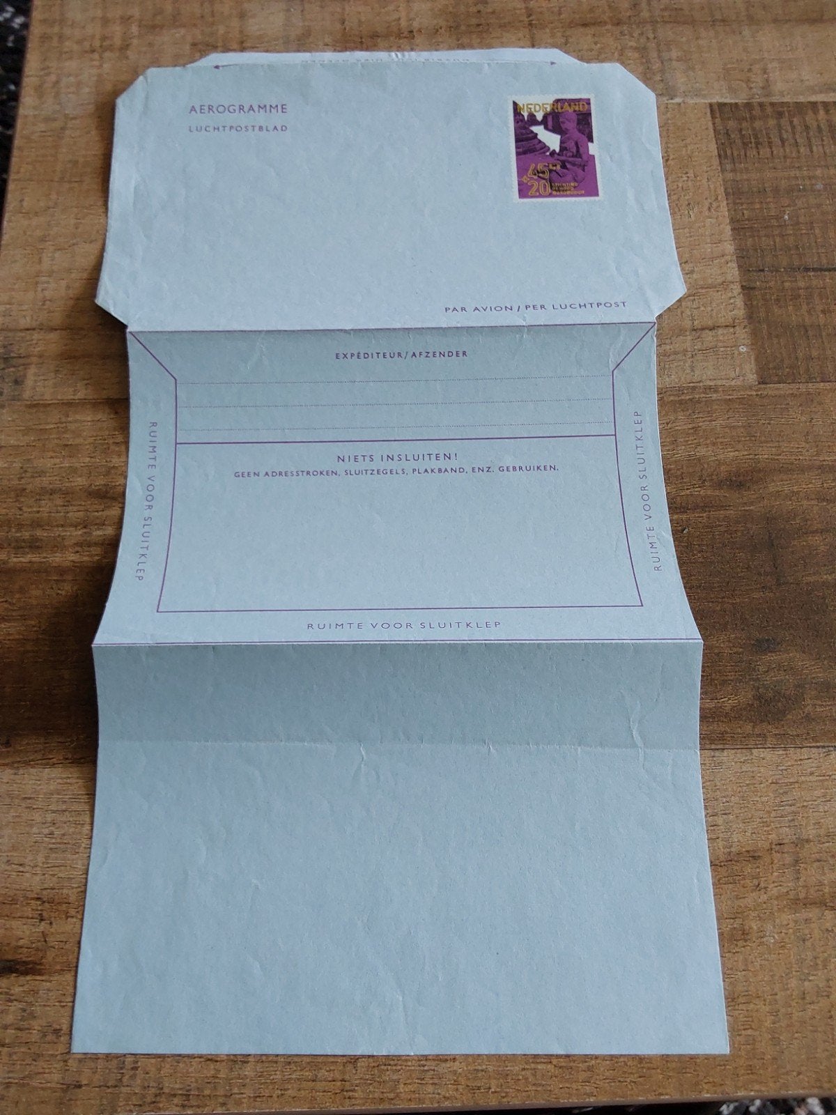 nvph. Luchtpostblad Borubudur 45+20ct 1971, Postzegels en Munten, Ophalen of Verzenden, Envelop