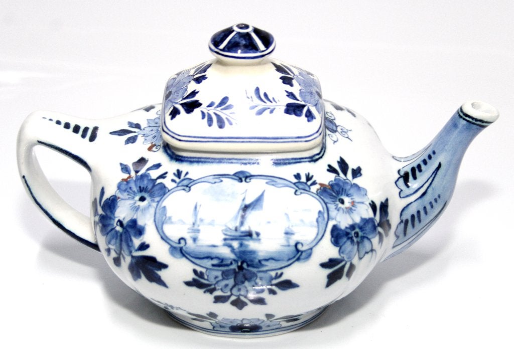 Prachtig Antiek Delfts Blauw Theepot Trekpotje, Ophalen of Verzenden