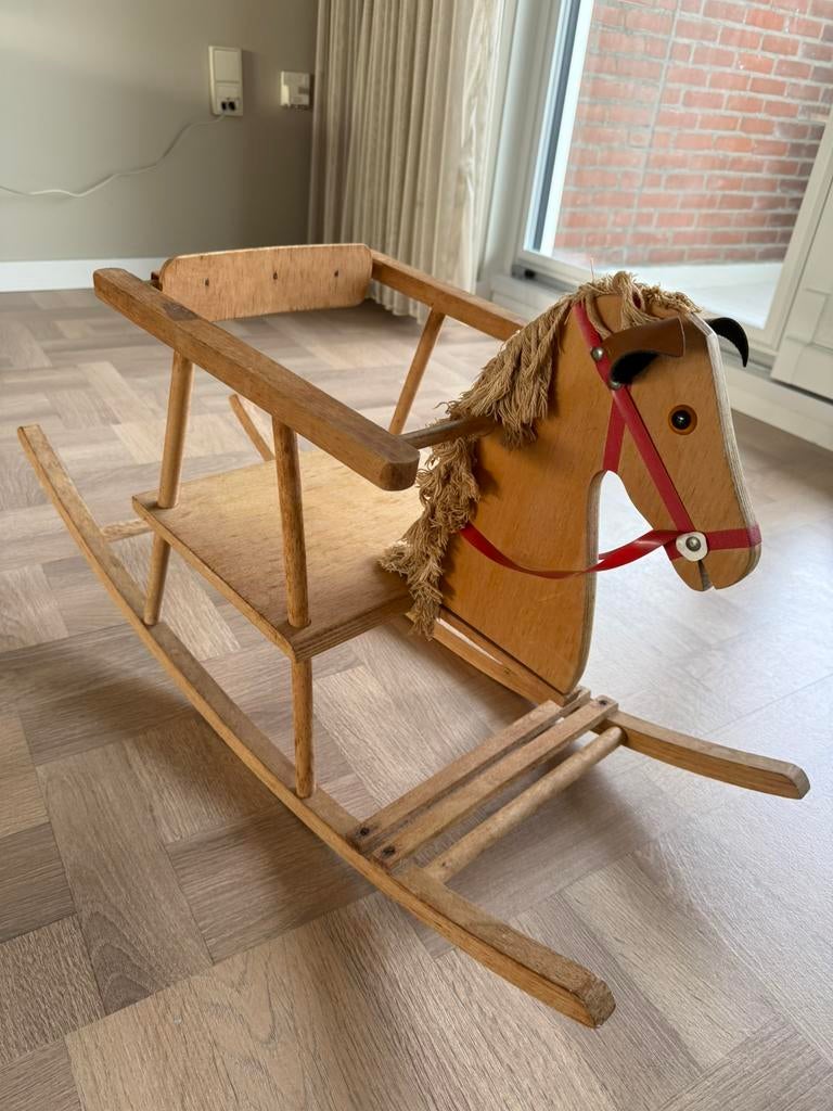 Hout vintage kinderwip paard, Ophalen of Verzenden, Zo goed als nieuw