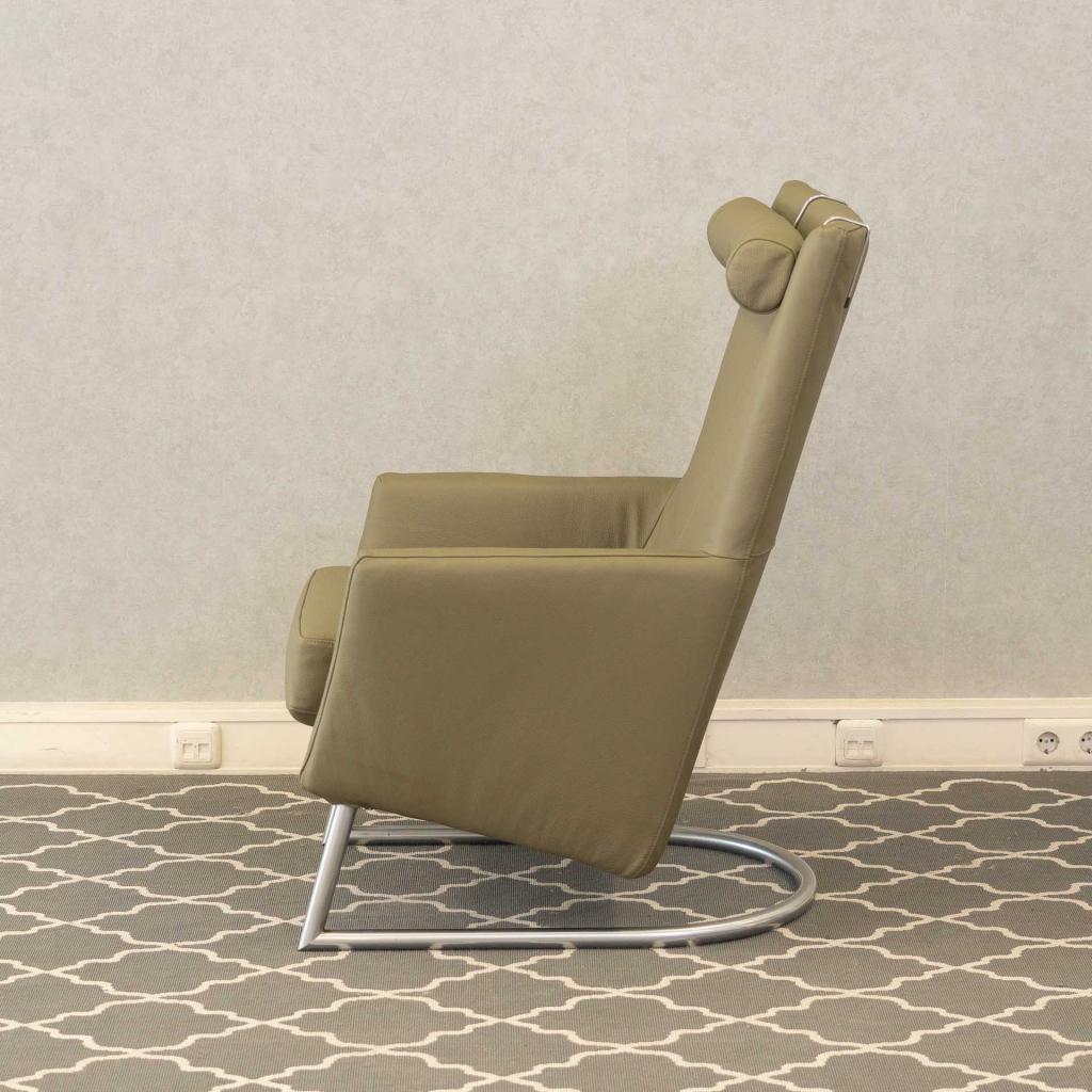2x Montis Madonna fauteuils olijfgroen leder, Huis en Inrichting, Niet ingevuld, Niet ingevuld, Leer, Ophalen of Verzenden