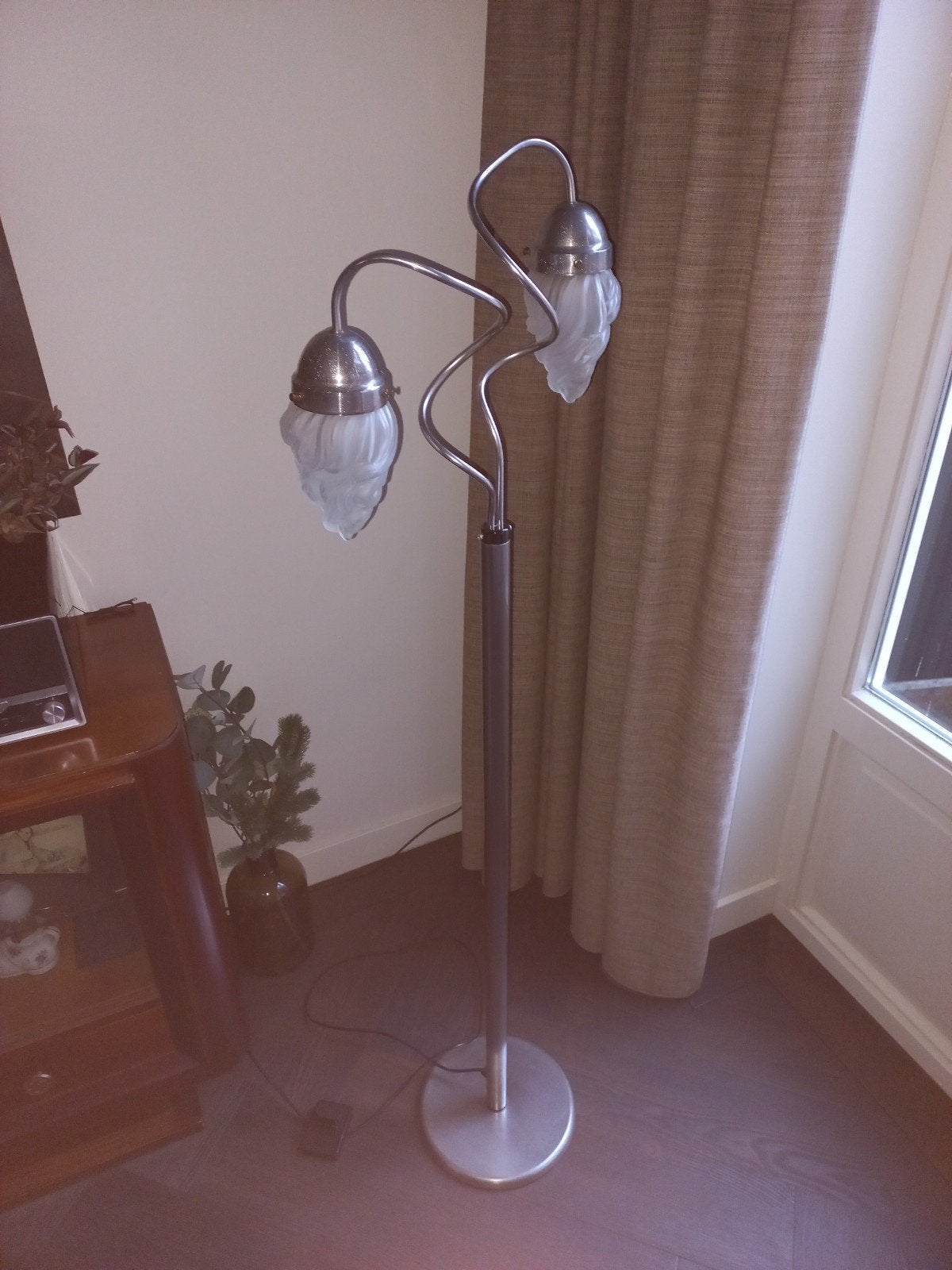 Elegante Art Nouveau Vloerlamp met Schemerlampen, Gebruikt, E14 (klein), Glas, 150 tot 200 cm