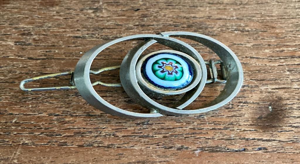 Mooie vintage Bohemian haarspeld met emaille steen, Ophalen of Verzenden, Overige materialen, Armband