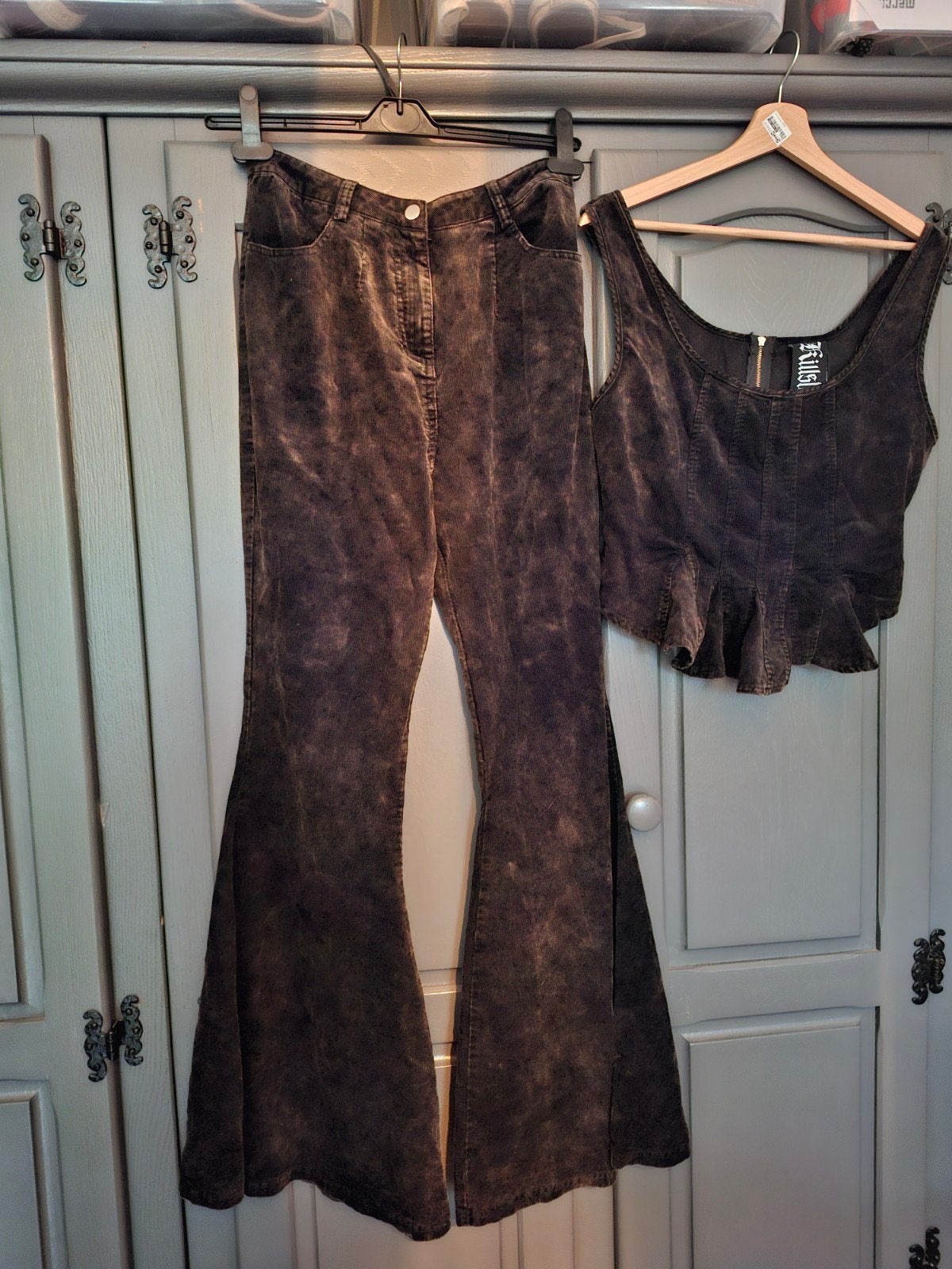 gothic punk bruine kleur riblfuweel set Killstar, Bruin, Nieuw, Ophalen of Verzenden, Killstar