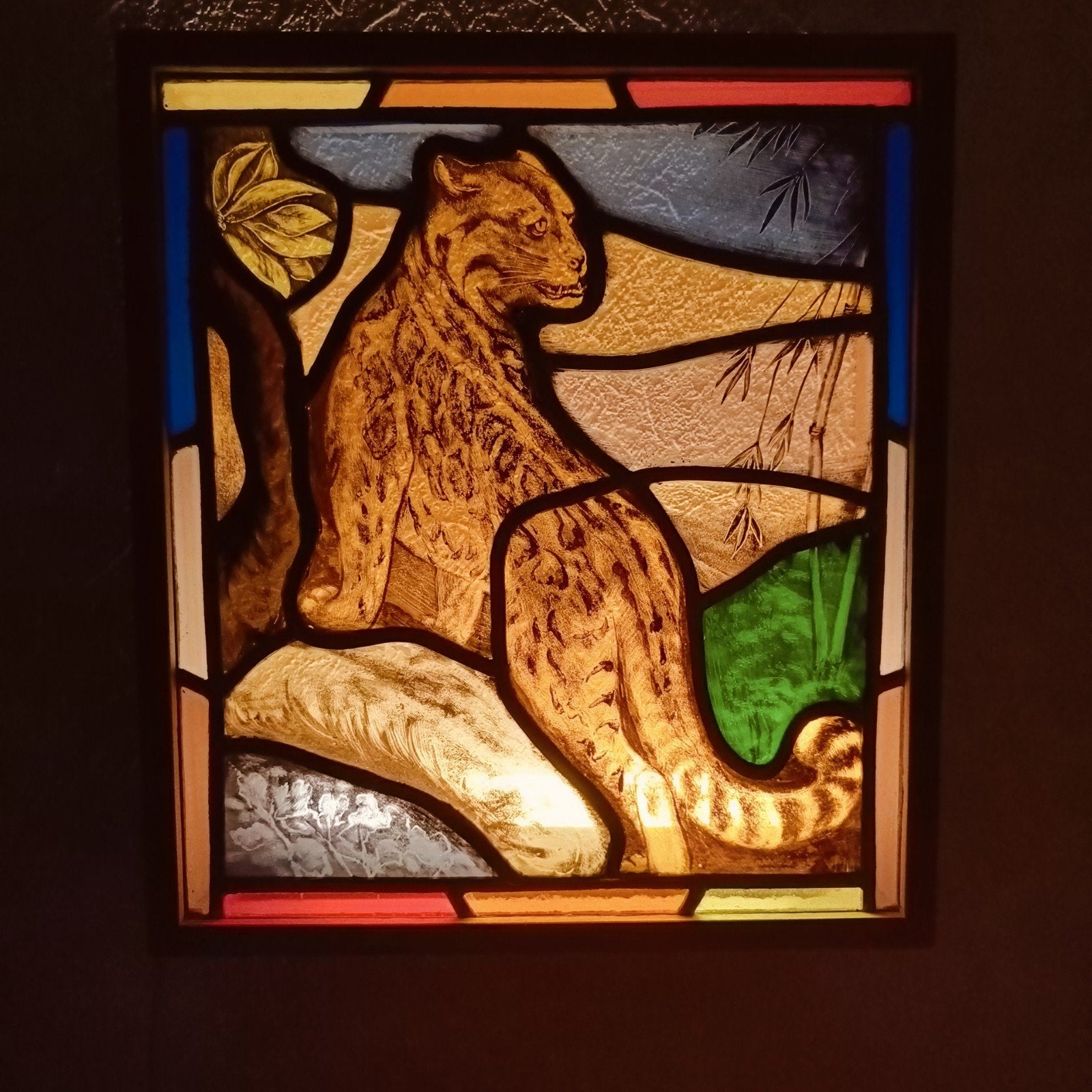 Glas in lood bak met verlichting., Ophalen