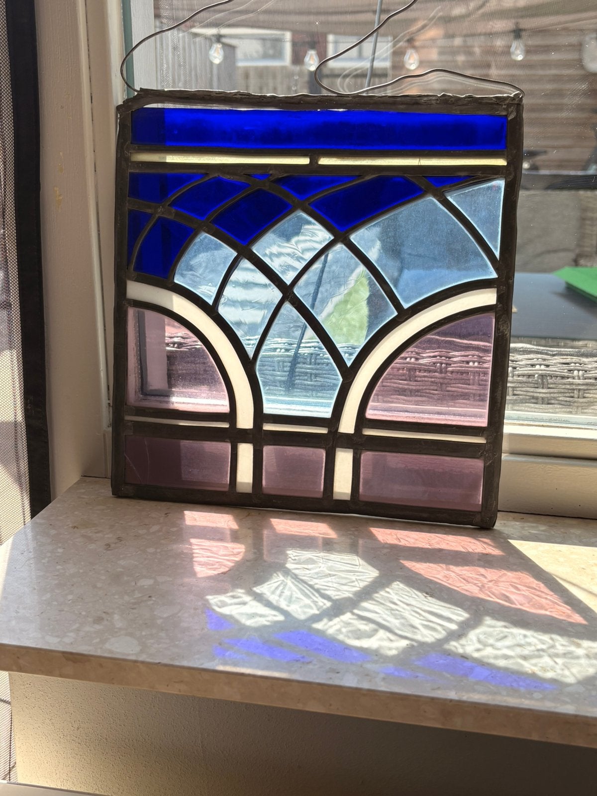 Oud glas in lood paneel Art Deco style, Ophalen