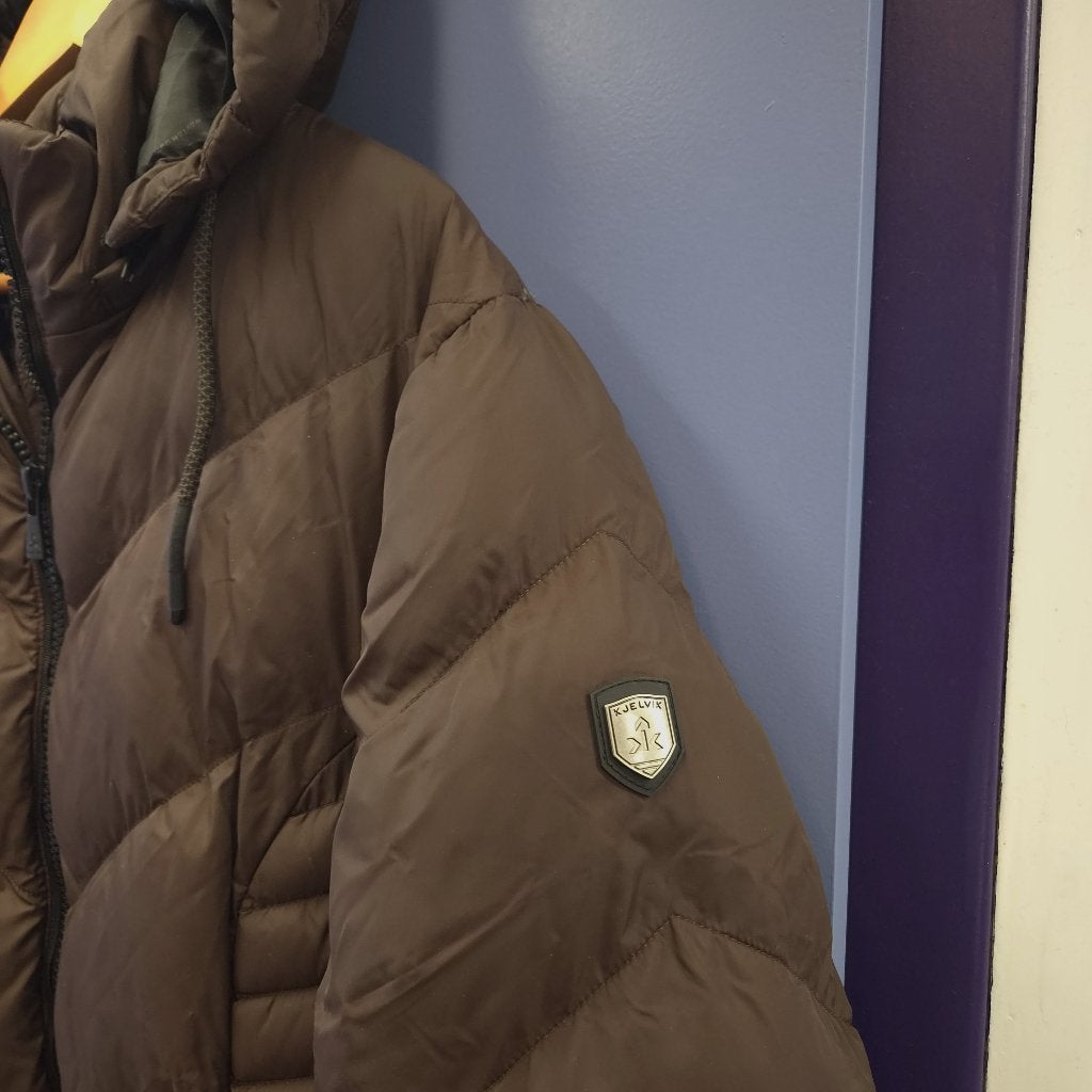 Kjelvik Anja lange gewatteerde winterjas bruin maat 46 52274, Kleding | Dames, Bruin, Maat 46/48 (XL) of groter, Onbekend, Ophalen of Verzenden