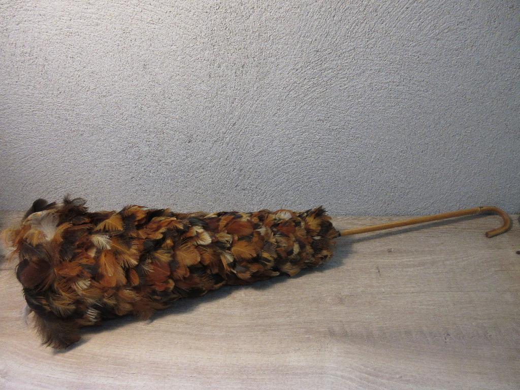 Vintage plumeau met echte veren en bamboe steel, Ophalen of Verzenden, Overige typen