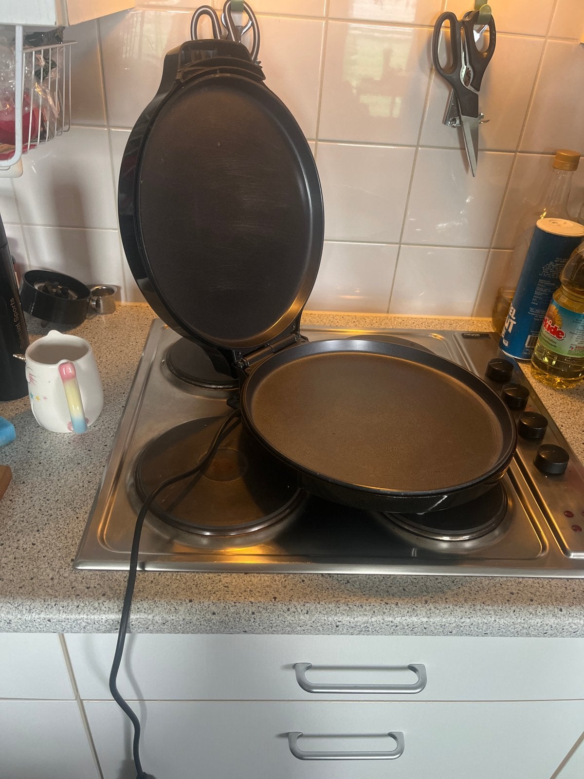 Elektrische pizza maker Crêpe Maker / Pannenkoekenmaker, Ophalen of Verzenden, Zo goed als nieuw