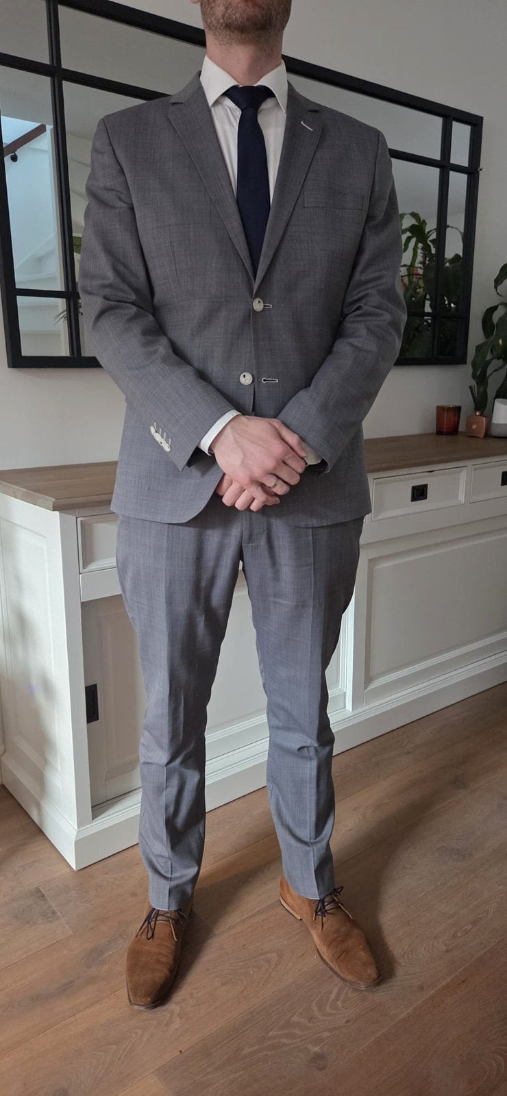 Suit inc. Jasje grijs maat 52 slimfit, Ophalen of Verzenden, Zo goed als nieuw, Maat 52/54 (L), Grijs
