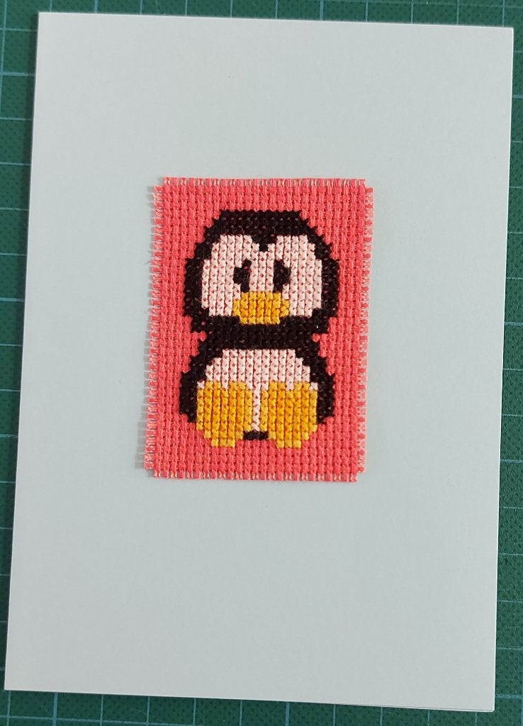 kaart met geborduurde pinguin (1807), Hobby en Vrije tijd, Ophalen of Verzenden, Nieuw, Dieren
