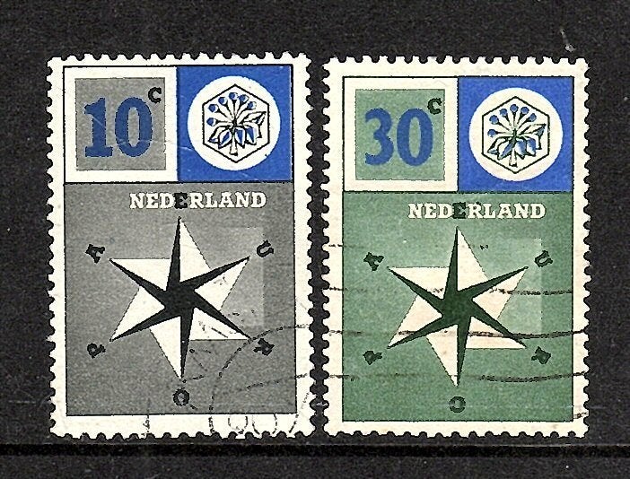 236Nvph 700-701 europa zegels 1957 gebruikt zie scan., Ophalen of Verzenden, Na 1940, Gestempeld