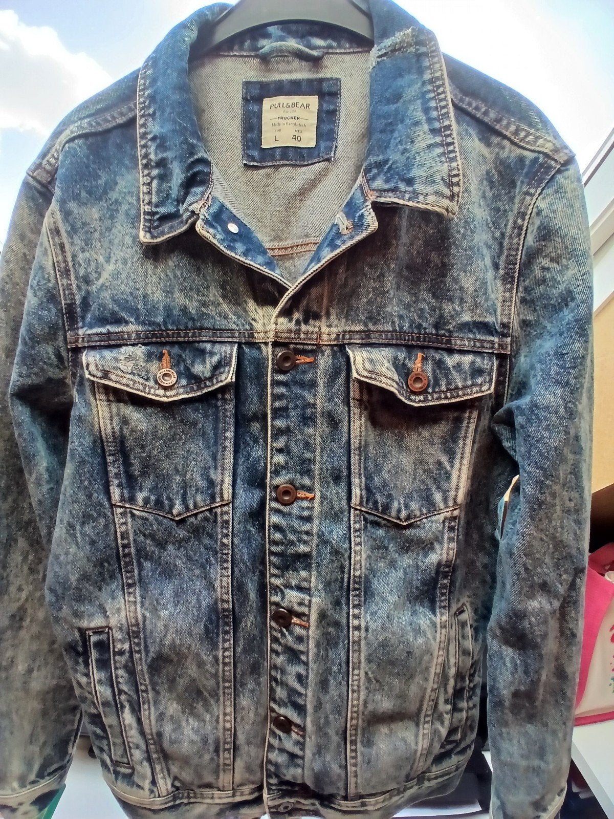 Stoere Heren Denim jack maat 40 van Pull & Bear incl kosten, Kleding | Heren, Maat 52/54 (L), Zo goed als nieuw, Pull&Bear, Verzenden