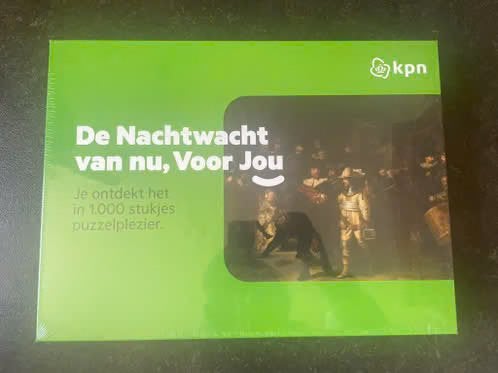 Nieuw in verpakking nachtwacht puzzel kpn 1000 stukjes, Ophalen of Verzenden, 500 t/m 1500 stukjes, Nieuw, Legpuzzel
