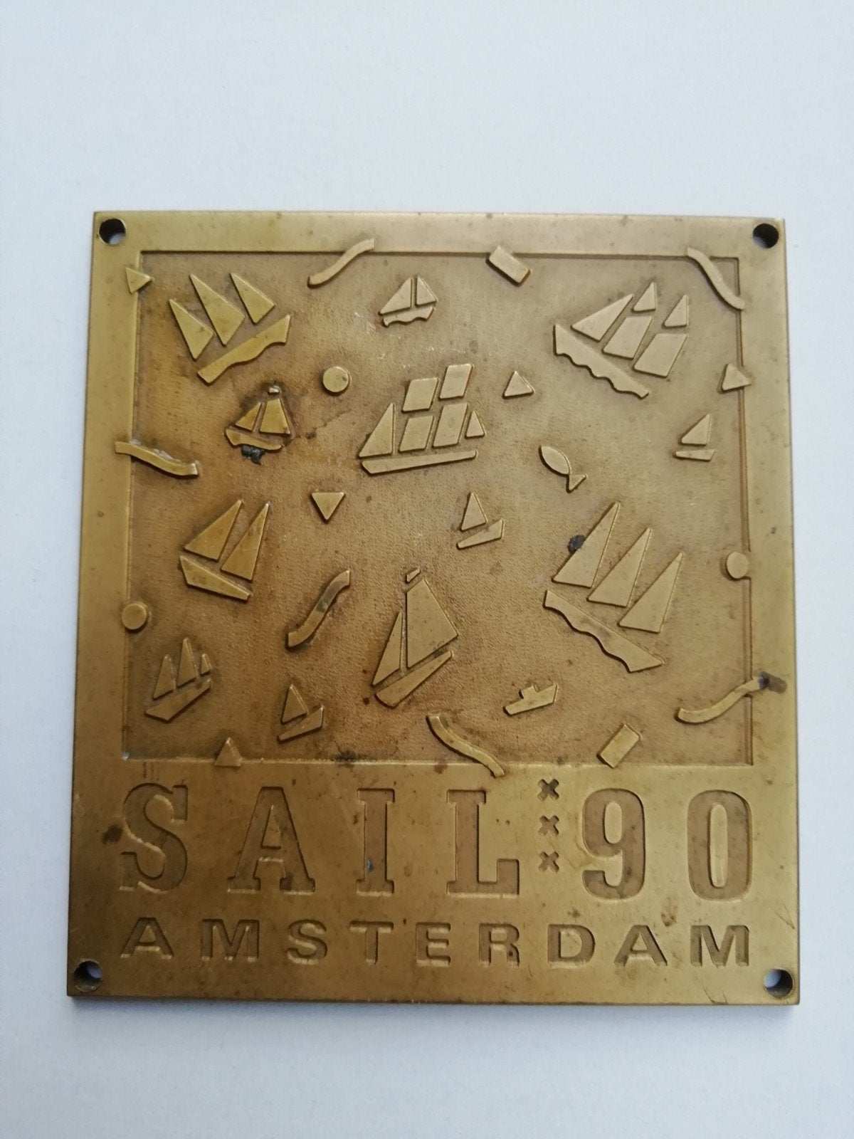 Bronzen Plaquette Sail Amsterdam 1990 - Maritiem Erfgoed, Antiek en Kunst, Ophalen of Verzenden